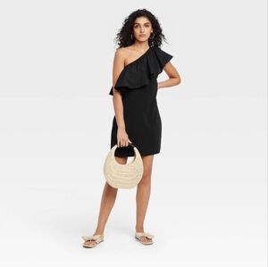 a new day Black One-Shoulder Dress with Ruffle